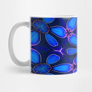 Deep Blue Flower Pattern Mug